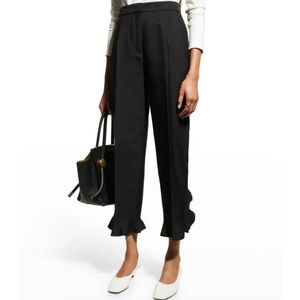 Jil Sander Ruffle-Hem Straight-Leg Techno Gabardine Trousers